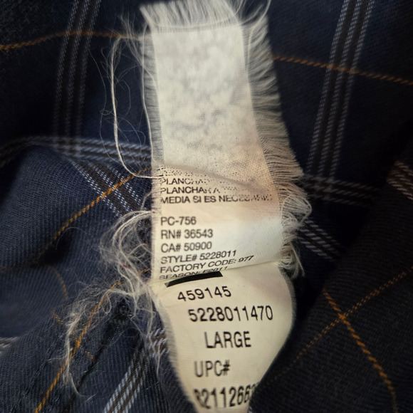 Arrow Navy Blue Plaid Classic Fit Button Down Casual Shirt Size Large 16-16.5 - Picture 8 of 9
